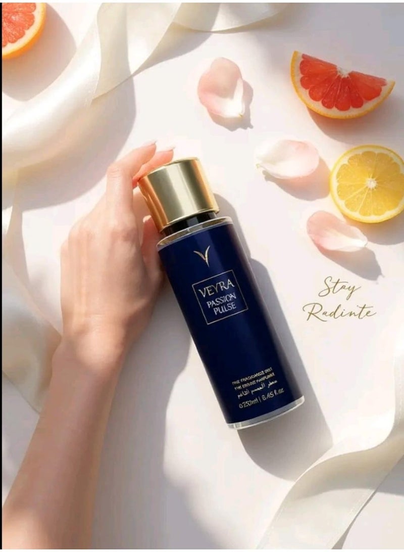 VEYRA Sensual Velvet Fine Fragrance Mist, 250ml, Luxurious Body Mist with Earthy Notes & VEYRA Passion Pulse Fine Fragrance Mist, 250g, Long-lasting Body Mist & VEYRA Lust Whisper Fine Fragrance Mist 250ml – Long-Lasting Body Mist for Women & Men with Fruity & Floral Notes | Lightweight Daily Perfume Spray | Paraben-Free | Elegant Bottle for Travel or Vanity Bundle - Image 4
